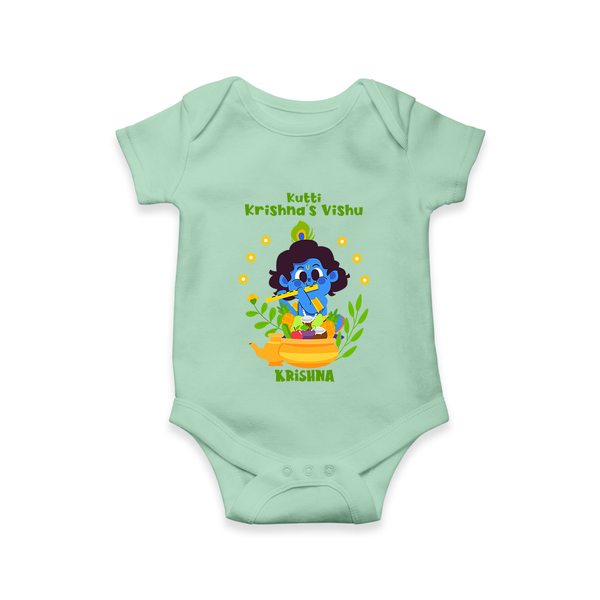 Kutty Krishna’s Vishu Baby Romper – Baby Krishna Celebration Theme - MINT GREEN - New Born (Chest 14")