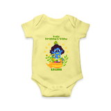 Kutty Krishna’s Vishu Baby Romper – Baby Krishna Celebration Theme - PASTEL YELLOW - New Born (Chest 14")