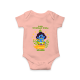 Kutty Krishna’s Vishu Baby Romper – Baby Krishna Celebration Theme - PEACH - New Born (Chest 14")