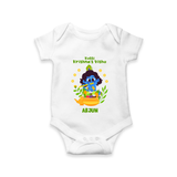 Kutty Krishna’s Vishu Baby Romper – Baby Krishna Celebration Theme - WHITE - New Born (Chest 14")