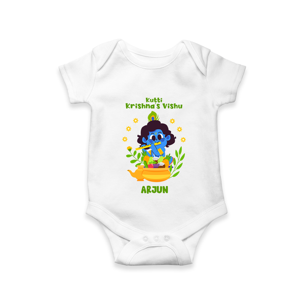 Kutty Krishna’s Vishu Baby Romper – Baby Krishna Celebration Theme - WHITE - New Born (Chest 14")