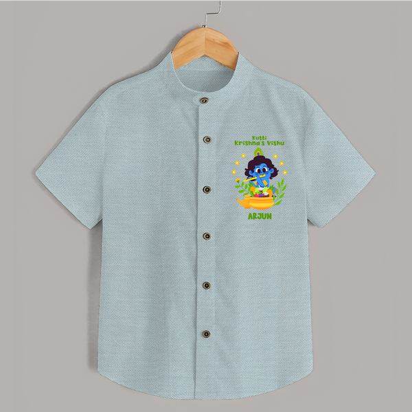 Kutty Krishna’s Vishu Baby SHIRT – Baby Krishna Celebration Theme - ARCTIC BLUE - 0 - 6 Months Old (Chest 23")
