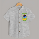 Kutty Krishna’s Vishu Baby SHIRT – Baby Krishna Celebration Theme - GREY - 0 - 6 Months Old (Chest 23")