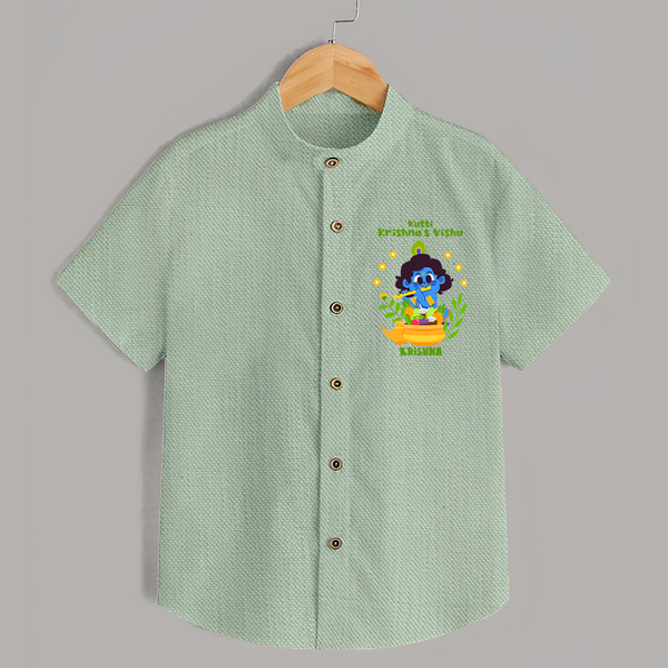 Kutty Krishna’s Vishu Baby SHIRT – Baby Krishna Celebration Theme - MINT GREEN - 0 - 6 Months Old (Chest 23")