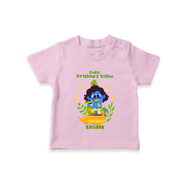 Kutty Krishna’s Vishu Baby T-Shirt – Baby Krishna Celebration Theme - BABY PINK - 0-5 Months Old (Chest 17")