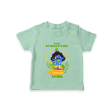 Kutty Krishna’s Vishu Baby T-Shirt – Baby Krishna Celebration Theme - MINT GREEN - 0-5 Months Old (Chest 17")