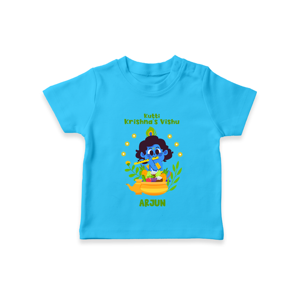 Kutty Krishna’s Vishu Baby T-Shirt – Baby Krishna Celebration Theme - SKY BLUE - 0-5 Months Old (Chest 17")