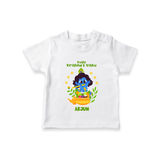 Kutty Krishna’s Vishu Baby T-Shirt – Baby Krishna Celebration Theme - WHITE - 0-5 Months Old (Chest 17")