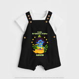 Kutty Krishna’s Vishu Baby DUNGAREE – Baby Krishna Celebration Theme - BLACK - 0 - 5 Months Old (Chest 18")