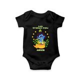 Kutty Krishna’s Vishu Baby Romper – Baby Krishna Celebration Theme - BLACK - New Born (Chest 14")