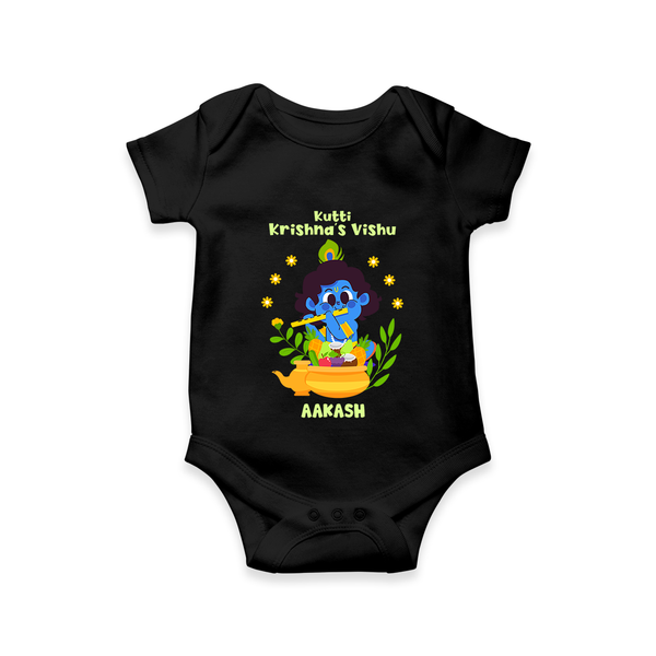Kutty Krishna’s Vishu Baby Romper – Baby Krishna Celebration Theme - BLACK - New Born (Chest 14")