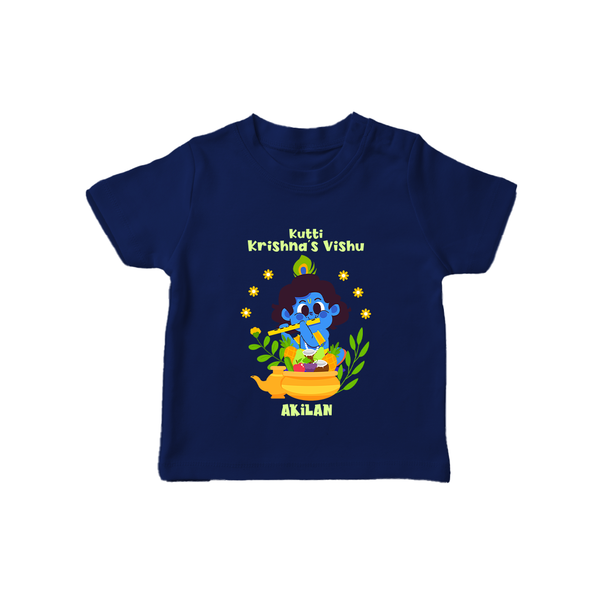 Kutty Krishna’s Vishu Baby T-Shirt – Baby Krishna Celebration Theme - NAVY BLUE - 0-5 Months Old (Chest 17")