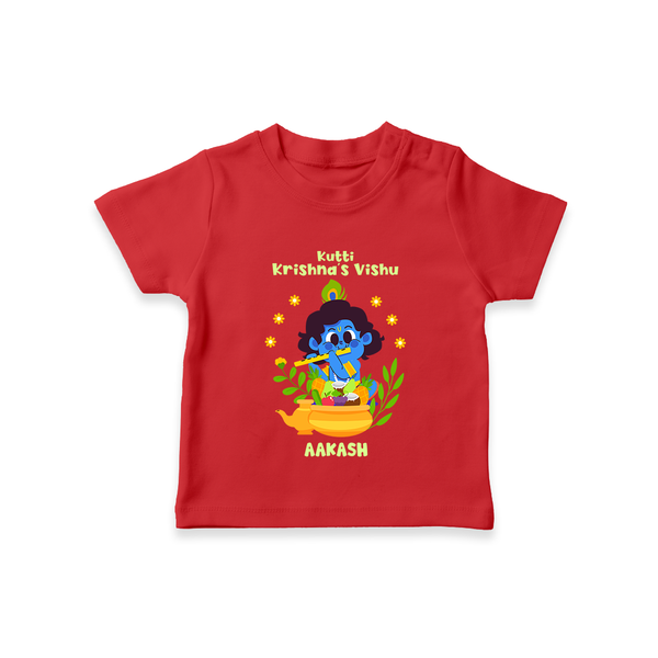 Kutty Krishna’s Vishu Baby T-Shirt – Baby Krishna Celebration Theme - RED - 0-5 Months Old (Chest 17")