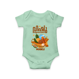 Vishu Wishes Baby Romper – Malayalam Typography Kani Theme - MINT GREEN - New Born (Chest 14")
