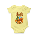 Vishu Wishes Baby Romper – Malayalam Typography Kani Theme - PASTEL YELLOW - New Born (Chest 14")