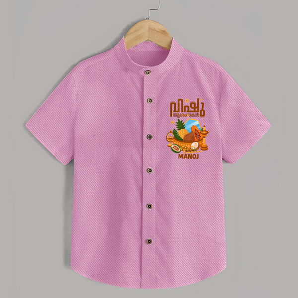 Vishu Wishes Baby SHIRT – Malayalam Typography Kani Theme - BABY PINK - 0 - 6 Months Old (Chest 23")