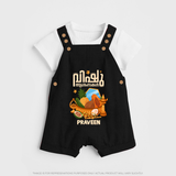 Vishu Wishes Baby DUNGAREE – Malayalam Typography Kani Theme - BLACK - 0 - 5 Months Old (Chest 18")