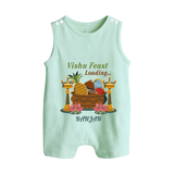 Vishu Feast Loading Baby BUTTON ROMPER – Festive Food & Kani Theme - MINT GREEN - New Born (Chest 18")
