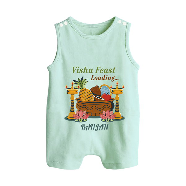 Vishu Feast Loading Baby BUTTON ROMPER – Festive Food & Kani Theme - MINT GREEN - New Born (Chest 18")