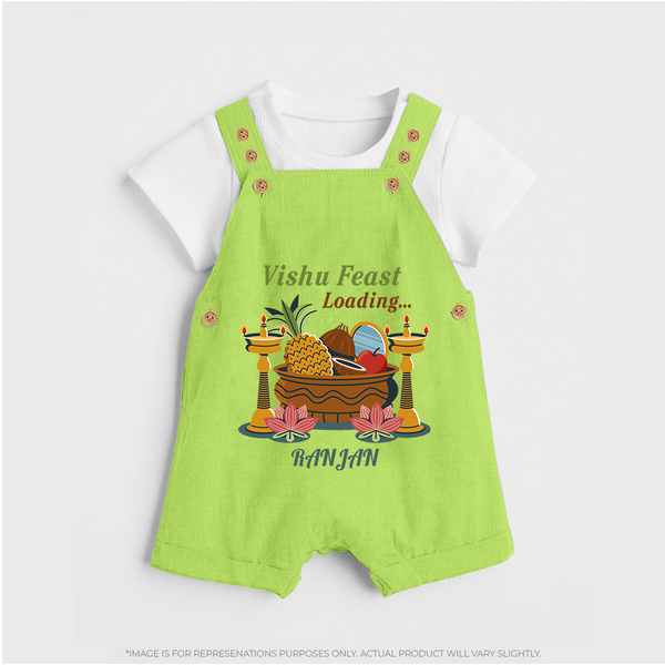 Vishu Feast Loading Baby DUNGAREE – Festive Food & Kani Theme - GREEN - 0 - 5 Months Old (Chest 18")