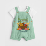 Vishu Feast Loading Baby DUNGAREE – Festive Food & Kani Theme - MINT GREEN - 0 - 5 Months Old (Chest 18")