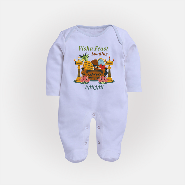 Vishu Feast Loading Baby FULL BODY SUIT – Festive Food & Kani Theme - BABY BLUE - New Born (Chest 7.5")