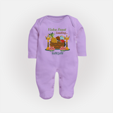 Vishu Feast Loading Baby FULL BODY SUIT – Festive Food & Kani Theme - LILAC - New Born (Chest 7.5")