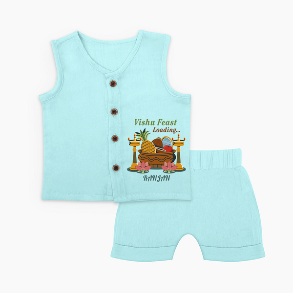 Vishu Feast Loading Baby Jabla – Festive Food & Kani Theme - BABY BLUE - 0 - 3 Months Old (Chest 9.8")