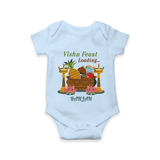Vishu Feast Loading Baby Romper – Festive Food & Kani Theme - BABY BLUE - New Born (Chest 14")