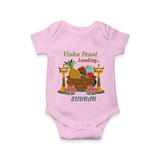 Vishu Feast Loading Baby Romper – Festive Food & Kani Theme - BABY PINK - New Born (Chest 14")
