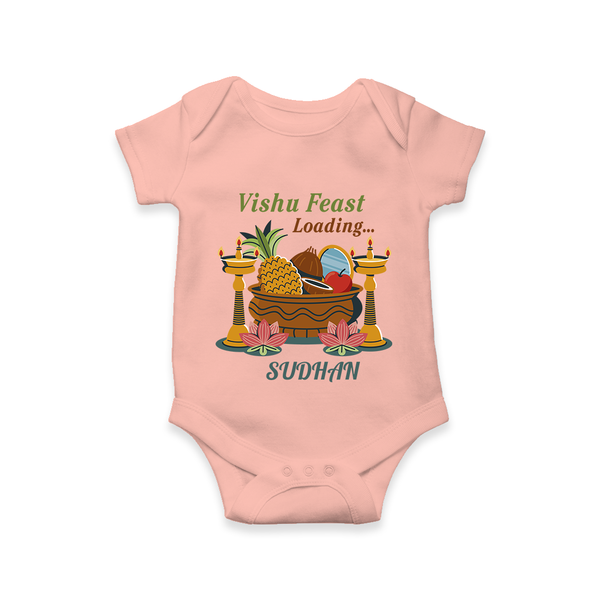 Vishu Feast Loading Baby Romper – Festive Food & Kani Theme - PEACH - New Born (Chest 14")