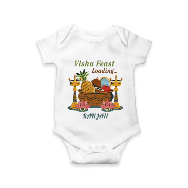 Vishu Feast Loading Baby Romper – Festive Food & Kani Theme - WHITE - New Born (Chest 14")