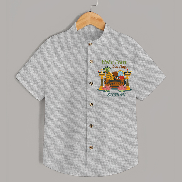 Vishu Feast Loading Baby SHIRT – Festive Food & Kani Theme - GREY - 0 - 6 Months Old (Chest 23")