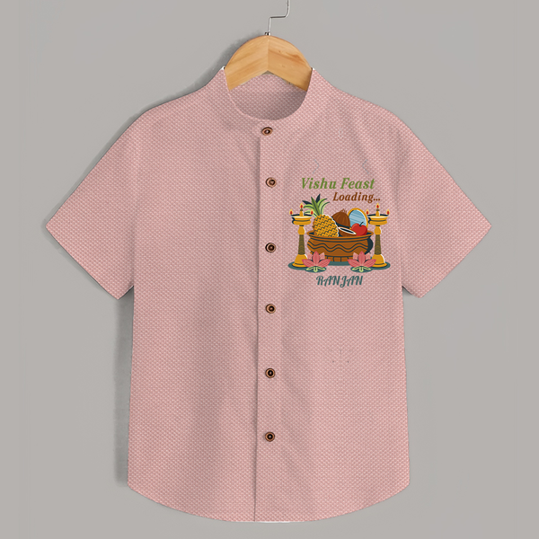 Vishu Feast Loading Baby SHIRT – Festive Food & Kani Theme - PEACH - 0 - 6 Months Old (Chest 23")