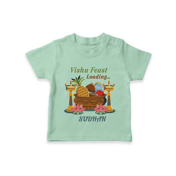 Vishu Feast Loading Baby T-Shirt – Festive Food & Kani Theme - MINT GREEN - 0-5 Months Old (Chest 17")