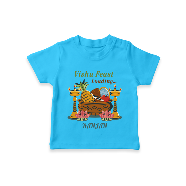 Vishu Feast Loading Baby T-Shirt – Festive Food & Kani Theme - SKY BLUE - 0-5 Months Old (Chest 17")