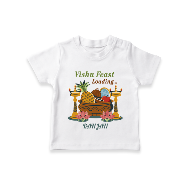 Vishu Feast Loading Baby T-Shirt – Festive Food & Kani Theme - WHITE - 0-5 Months Old (Chest 17")