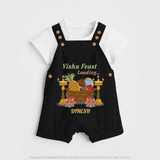 Vishu Feast Loading Baby DUNGAREE – Festive Food & Kani Theme - BLACK - 0 - 5 Months Old (Chest 18")