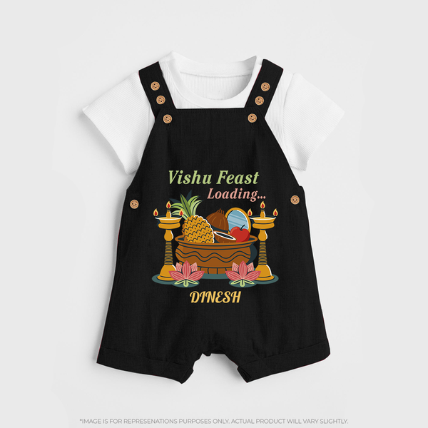 Vishu Feast Loading Baby DUNGAREE – Festive Food & Kani Theme - BLACK - 0 - 5 Months Old (Chest 18")