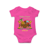 Vishu Feast Loading Baby Romper – Festive Food & Kani Theme - HOT PINK - New Born (Chest 14")