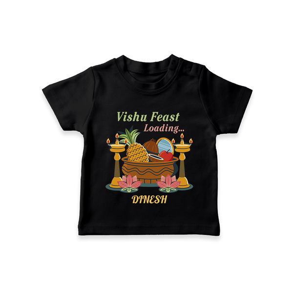 Vishu Feast Loading Baby T-Shirt – Festive Food & Kani Theme - BLACK - 0-5 Months Old (Chest 17")