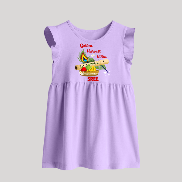 Golden Harvest Vishu Baby BABY FROCK – Krishna Flute & Festive Theme - LILAC - 0 - 3 Months Old (Chest 17")