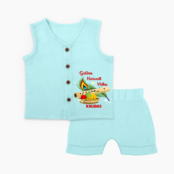 Golden Harvest Vishu Baby Jabla – Krishna Flute & Festive Theme - BABY BLUE - 0 - 3 Months Old (Chest 9.8")