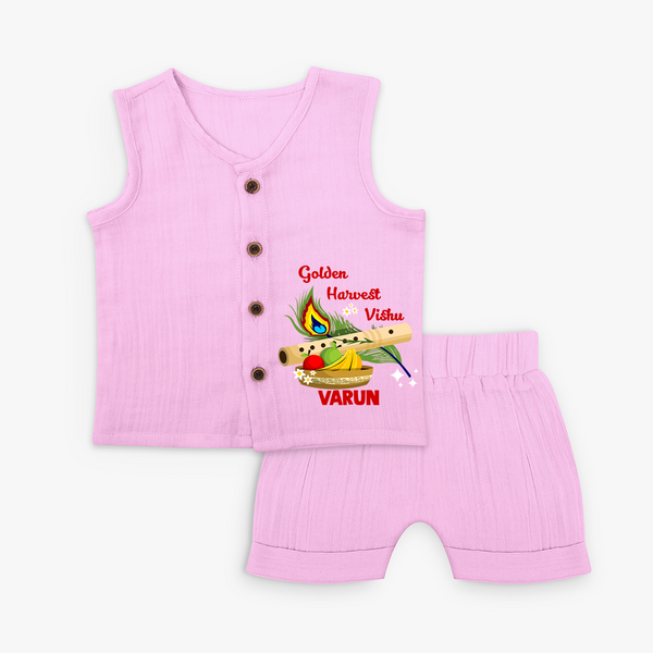 Golden Harvest Vishu Baby Jabla – Krishna Flute & Festive Theme - BABY PINK - 0 - 3 Months Old (Chest 9.8")