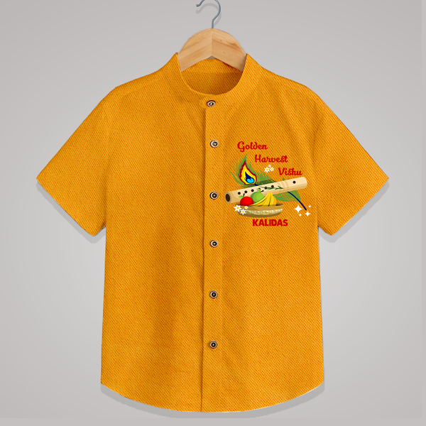 Golden Harvest Vishu Baby SHIRT – Krishna Flute & Festive Theme - CHROME YELLOW - 0 - 6 Months Old (Chest 23")
