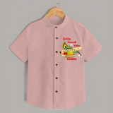 Golden Harvest Vishu Baby SHIRT – Krishna Flute & Festive Theme - PEACH - 0 - 6 Months Old (Chest 23")