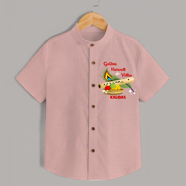 Golden Harvest Vishu Baby SHIRT – Krishna Flute & Festive Theme - PEACH - 0 - 6 Months Old (Chest 23")