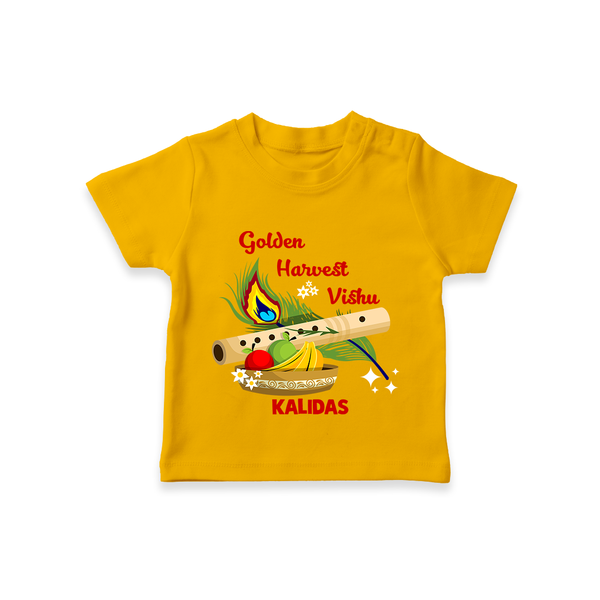Golden Harvest Vishu Baby T-Shirt – Krishna Flute & Festive Theme - CHROME YELLOW - 0-5 Months Old (Chest 17")