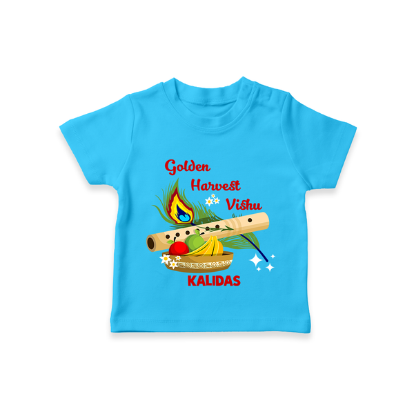 Golden Harvest Vishu Baby T-Shirt – Krishna Flute & Festive Theme - SKY BLUE - 0-5 Months Old (Chest 17")