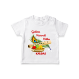 Golden Harvest Vishu Baby T-Shirt – Krishna Flute & Festive Theme - WHITE - 0-5 Months Old (Chest 17")